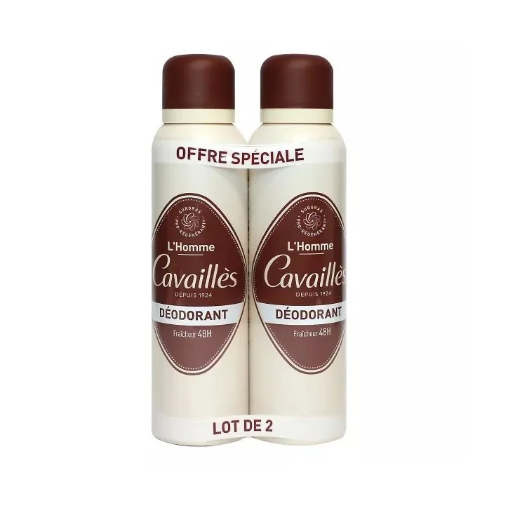 CAVAILLÈS DERMATO 48H HOMME DÉODORANT SPRAY 2×150ML