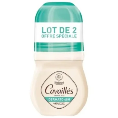 CAVAILLÈS DERMATO DÉODORANT 48H ROLL‑ON PEAUX SENSIBLES 2×50ML