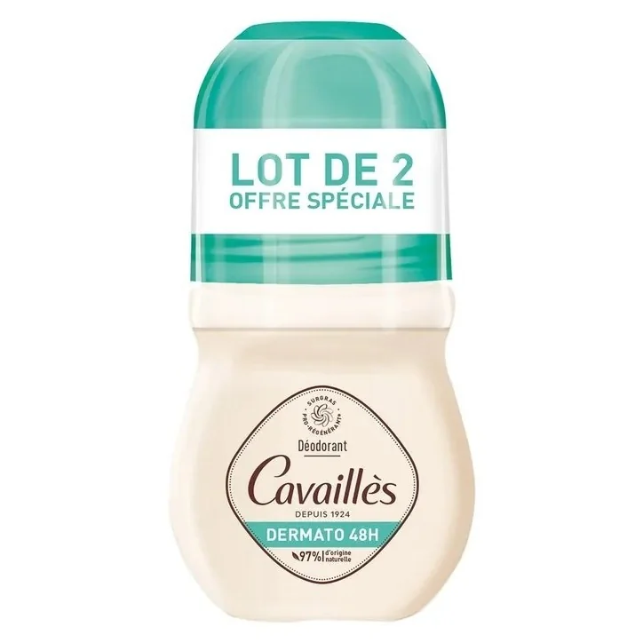 CAVAILLÈS DERMATO DÉODORANT 48H ROLL‑ON PEAUX SENSIBLES 2×50ML