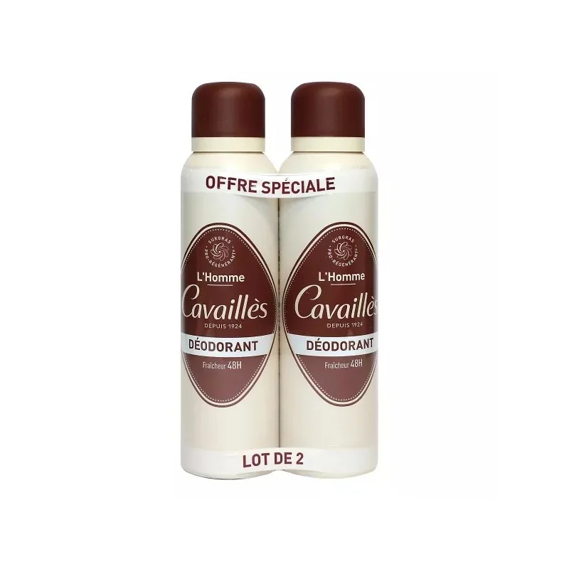 CAVAILLÈS DERMATO 48H HOMME DÉODORANT SPRAY 2×150ML