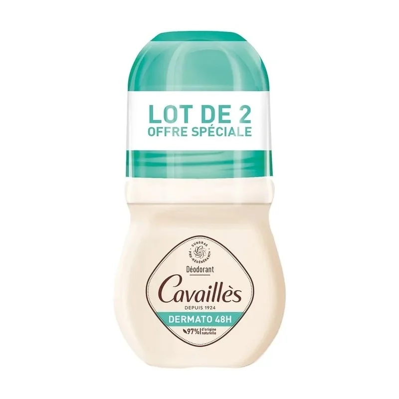 CAVAILLÈS DERMATO DÉODORANT 48H ROLL‑ON PEAUX SENSIBLES 2×50ML