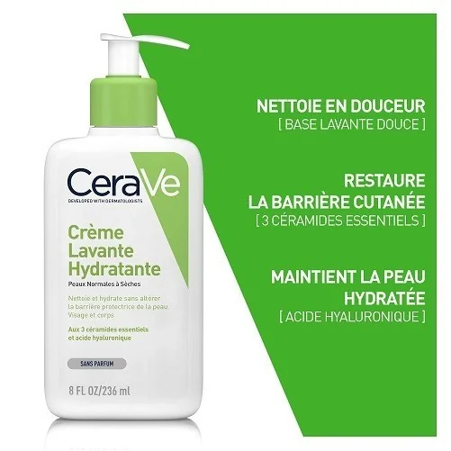 CERAVE CRÈME LAVANTE HYDRATANTE 236 ML