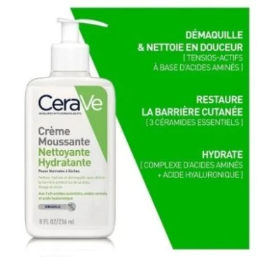 CERAVE CRÈME MOUSSANTE NETTOYANTE HYDRATANTE 236 ML