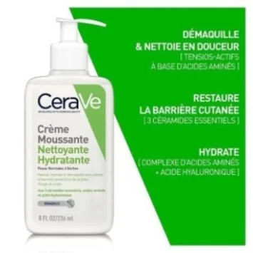 CERAVE CRÈME MOUSSANTE NETTOYANTE HYDRATANTE 236 ML