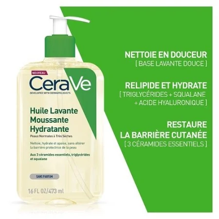 CERAVE HUILE LAVANTE MOUSSANTE ET HYDRATANTE 473 ML