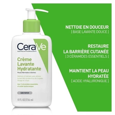 CERAVE CRÈME LAVANTE HYDRATANTE 236 ML