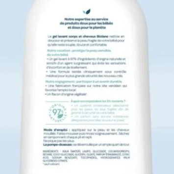 BIOLANE GEL LAVANT CORPS ET CHEVEUX 2 EN 1 350ML