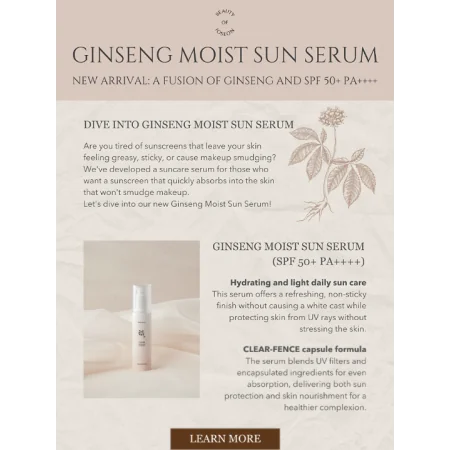 BEAUTY OF JOSEON SÉRUM SOLAIRE HUMIDE AU GINSENG (SPF 50+ PA++++)