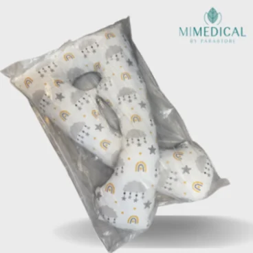 COUSSIN DE GROSSESSE MOTIFS GRIS ET JAUNE MATIÈRE: OUATE