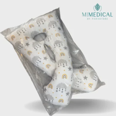 COUSSIN DE GROSSESSE MOTIFS GRIS ET JAUNE MATIÈRE: OUATE