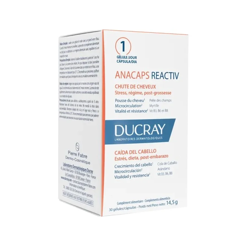 DUCRAY ANACAPS REACTIV COMPLÉMENT ALIMENTAIRE 30 CAPSULES