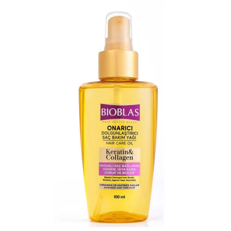 BIOBLAS HUILE DE SOIN CAPILLAIRE KERATIN ET COLLAGEN REPARATRICE 100 ML