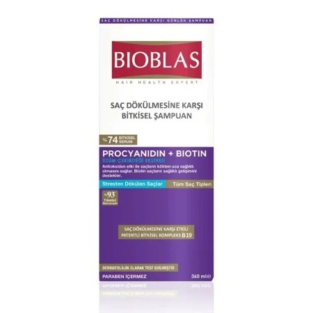BIOBLAS SHAMPOOING ANTI CHUTE ANTI STRESS PROCYANIDIN+BIOTIN 360ML