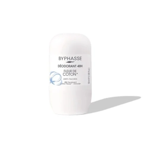 BYPHASSE DEODORANT ROLL ON ANTI TACHES FLEUR DE COTON 50ML