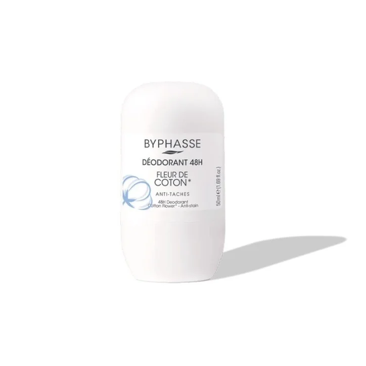BYPHASSE DEODORANT ROLL ON ANTI TACHES FLEUR DE COTON 50ML