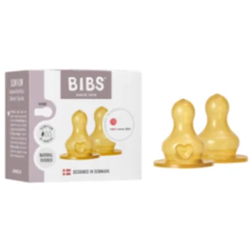 BIBS 2 TETINES RONDES LATEX BIBERON A DEBIT LENT 0M+