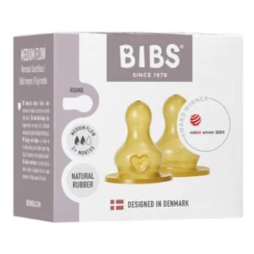 BIBS 2 TETINES RONDES LATEX BIBERON A DEBIT MOYEN 2M+