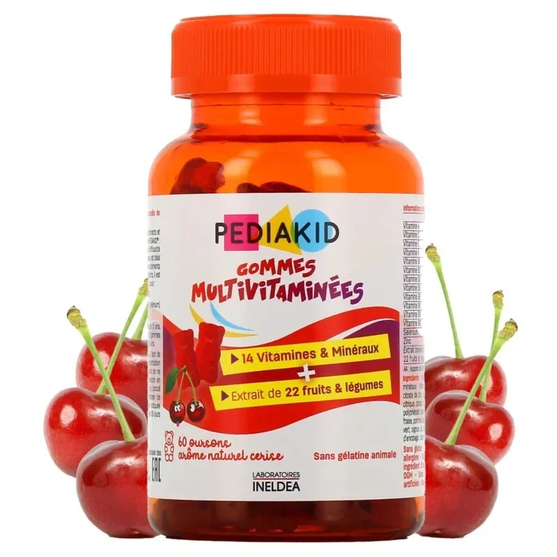 PEDIAKID GOMMES MULTIVITAMINÉES ARÔME CERISE 60 UNITÉS