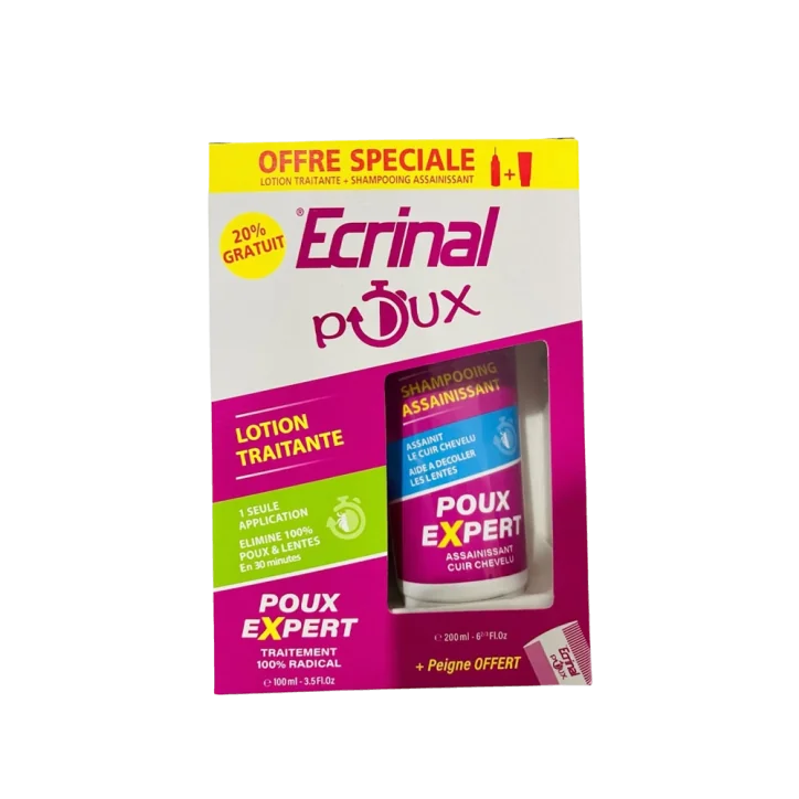 ECRINAL PACK ANTI POUX LOTION + SHAMPOOING (PEIGNE OFFERT)