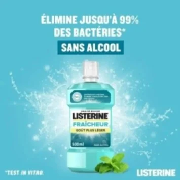 LISTERINE FRAÎCHEUR GOÛT PLUS LÉGER BAIN DE BOUCHE 250 ML