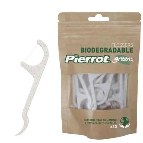 PIERROT FLOSSERS GREEN BIODEGRADABLE 30 UNITÉS