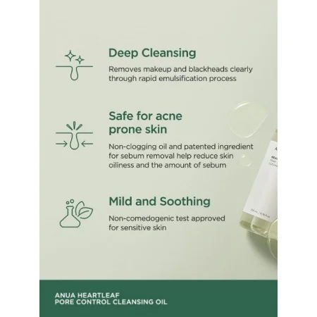 ANUA HUILE NETTOYANTE POUR LE CONTRÔLE DES PORES HEARTLEAF