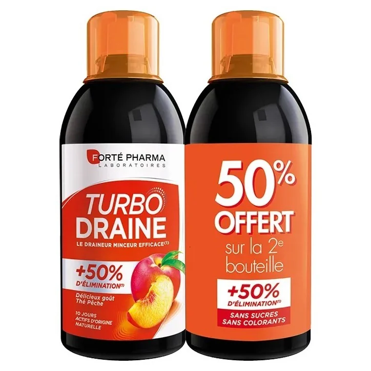 FORTÉ PHARMA TURBO DRAINE THÉ PÊCHE 2X500ML