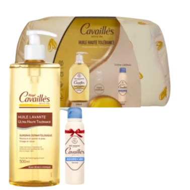 CAVAILLES TROUSSE HUILE LAVANTE DERMATO PEAUX A TENDANCE ATOPIQUE 500ML+DEO ABSORB+ 48H ANTI TRACES SPRAY 20ML (OFFERT)