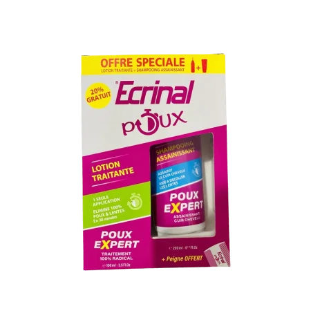 ECRINAL PACK ANTI POUX LOTION + SHAMPOOING (PEIGNE OFFERT)