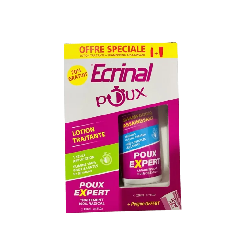 ECRINAL PACK ANTI POUX LOTION + SHAMPOOING (PEIGNE OFFERT)
