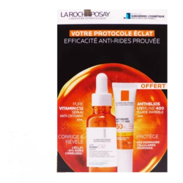LA ROCHE POSAY COFFRET PROTOCOLE ÉCLAT SÉRUM VITAMIN C12 30ML + ANTHELIOS FLUIDE SPF50 15ML OFFERT