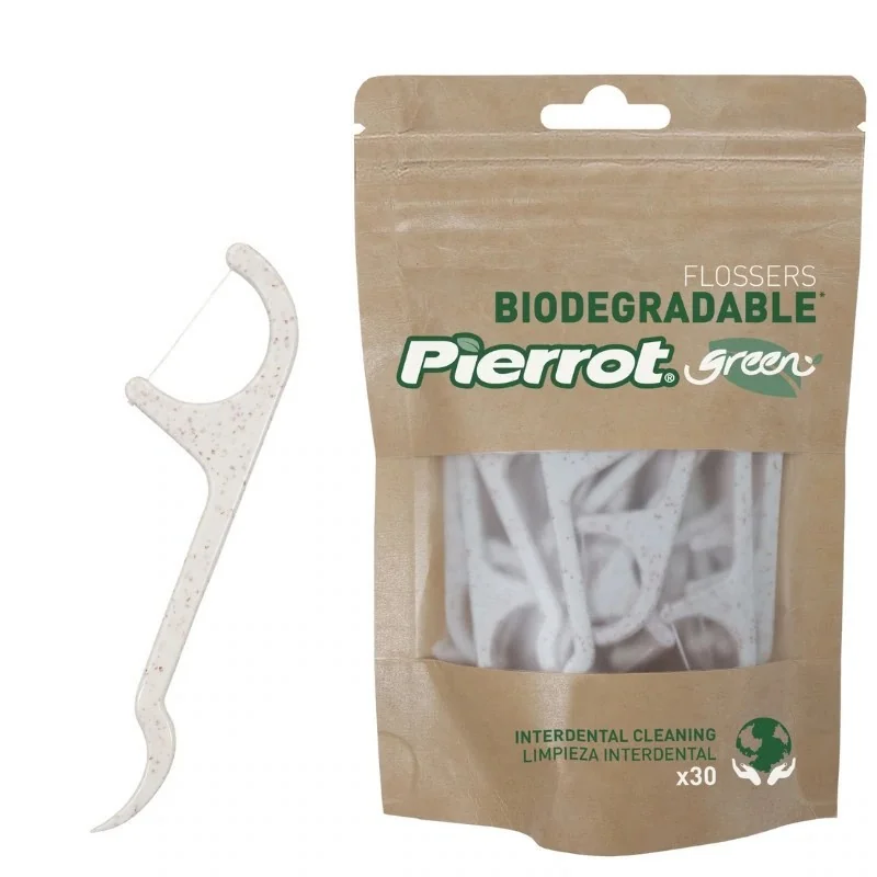 PIERROT FLOSSERS GREEN BIODEGRADABLE 30 UNITÉS