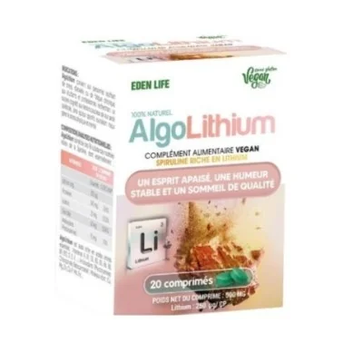 EDEN LIFE ALGO LITHIUM 20 COMPRIMÉS