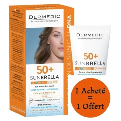 DERMEDIC SUNBRELLA ECRAN SPF50+ PEAUX NORMALES À SECHES 40ML (2EME OFFERT)