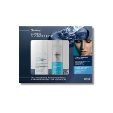 CLARENIA COFFRET CREME HYDRATANTE DUO-HYDRA RICHE + MOUSSE NETTOYANTE HYDRATANTE 50ML OFFERTE