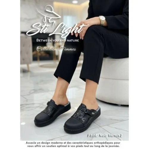 STI LIGHT CLAQUETTES ORTHO FEMME NOIR