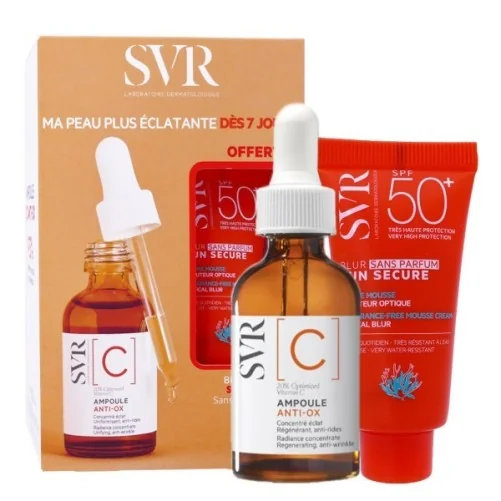SVR COFFRET [C] AMPOULE ANTI-OX 30ML+SUN SECURE BLUR SANS PARFUM SPF50+ 15ML (OFFERT)