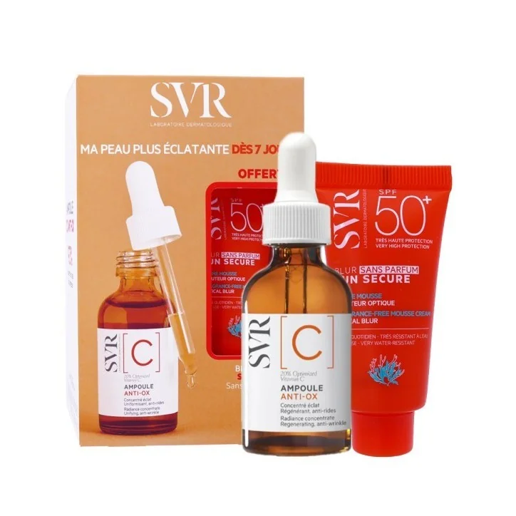 SVR COFFRET [C] AMPOULE ANTI-OX 30ML+SUN SECURE BLUR SANS PARFUM SPF50+ 15ML (OFFERT)