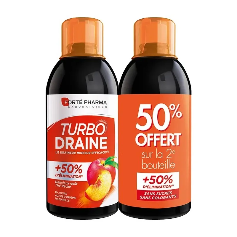 FORTÉ PHARMA TURBO DRAINE THÉ PÊCHE 2X500ML
