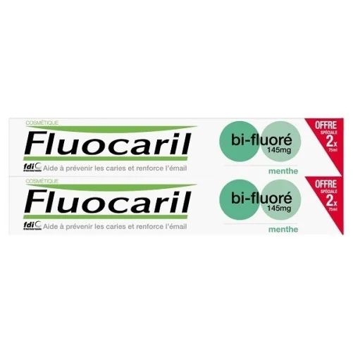 FLUOCARIL DENTIFRICE BI-FLUORÉ MENTHE 145MG 75ML LOT DE 2