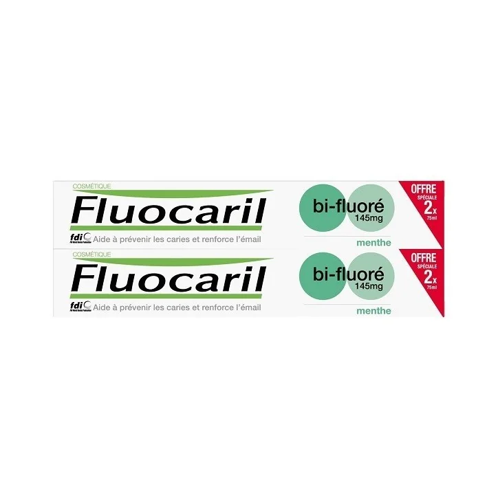 FLUOCARIL DENTIFRICE BI-FLUORÉ MENTHE 145MG 75ML LOT DE 2