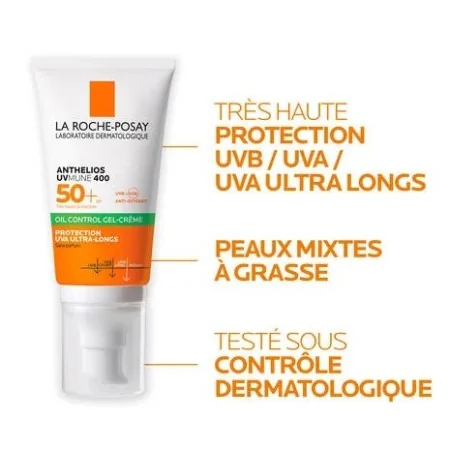LA ROCHE POSAY ANTHELIOS UVMUNE 400 GEL-CRÈME OIL CONTROL INVISIBLE SPF50+ 50ML