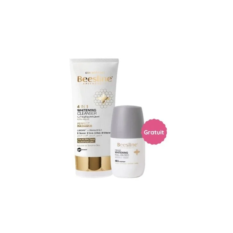 BEESLINE COFFRET GEL NETTOYANT ÉCLAIRCISSANT VISAGE 4 EN1 150ML +DEO INVISIBLE GRATUIT