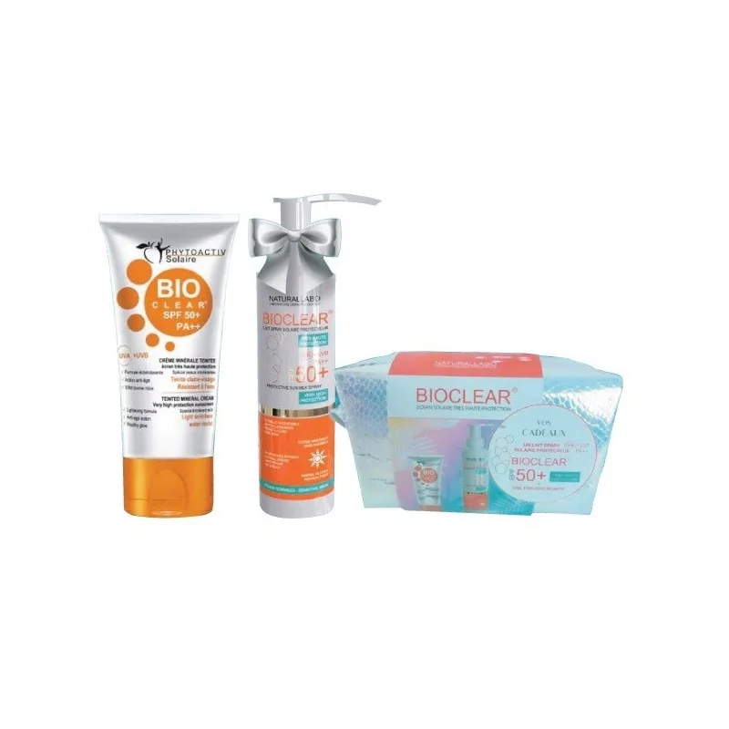 NATURALLABO COFFRET BIOCLEAR ECRAN MINERAL TEINTE CLAIR + LAIT SPRAY SPF50+