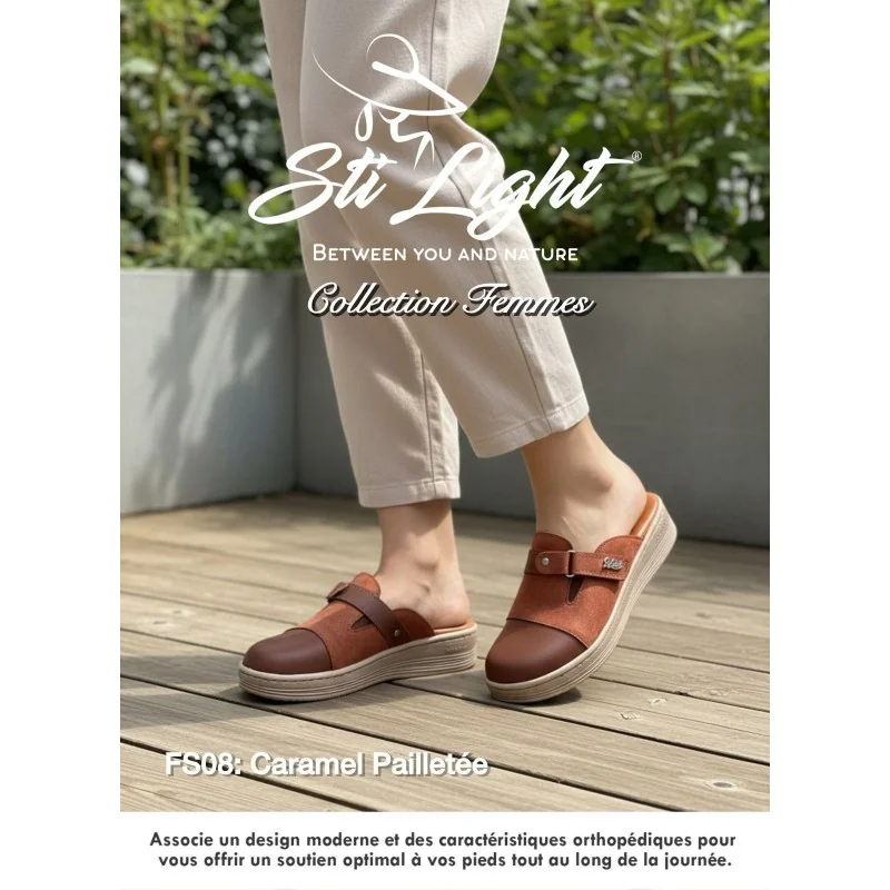 STI LIGHT CLAQUETTES ORTHO FEMME CARAMEL