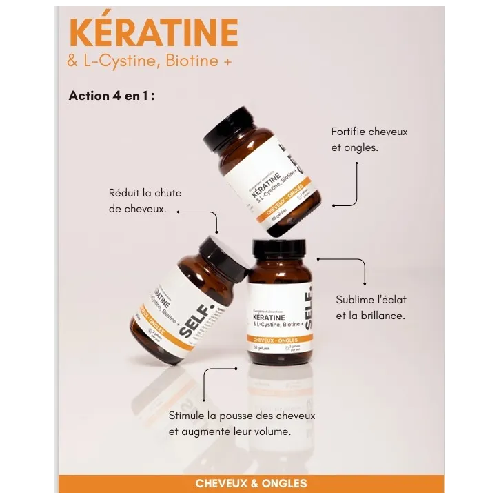 SELF NUTRICARE KERATINE & L-CYSTINE BIOTINE – 60 GÉLULES