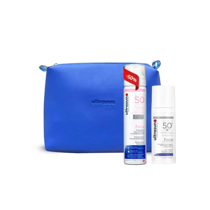 ULTRASUN L’ESSENTIEL KIT – CRÈME SOLAIRE ANTI-PIGMENTATION + SPRAY FACE & SCALP -50% + TROUSSE OFFERTE