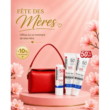 ULTRASUN COFFRET  2 PHOTO AGE SPF50 + STICK LÈVRES SPF50 + TROUSSE OFFERTE