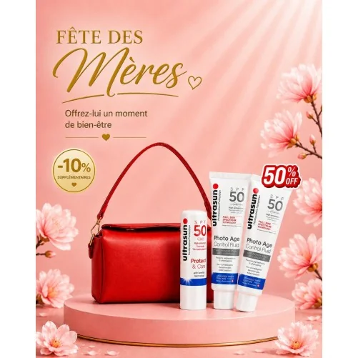ULTRASUN COFFRET 2 PHOTO AGE SPF50 + STICK LÈVRES SPF50 + TROUSSE OFFERTE