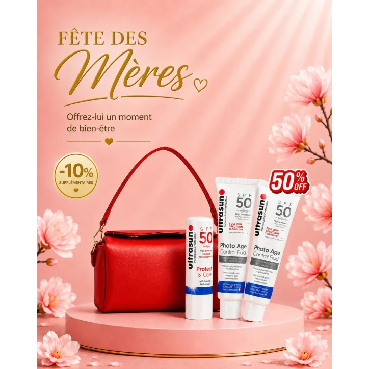 ULTRASUN COFFRET  2 PHOTO AGE SPF50 + STICK LÈVRES SPF50 + TROUSSE OFFERTE